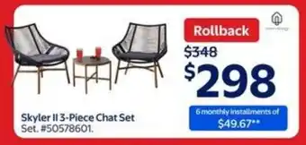 Walmart Skyler II 3-piece chat set offer
