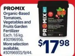 Walmart Pro-mix organic-based tomatoes, vegetables and fruits garden fertilizer offer