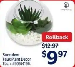 Walmart Succulent faux plant decor offer
