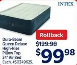 Walmart Intex dura-beam queen deluxe high-rise pillow top 24" air bed offer