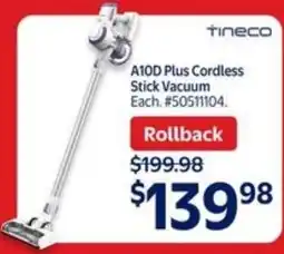 Walmart Tineco a10d plus cordless stick vacuum offer
