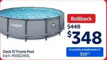 Walmart Oasis 15' frame pool offer