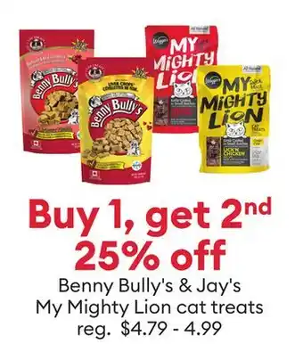Petsmart Benny Bully's & Jay's My Mighty Lion cat treats offer