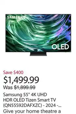 Best Buy Samsung 55 4K UHD HDR OLED Tizen Smart TV (QN55S92DAFXZC) - 2024 - Graphite Black - Only at Best Buy offer