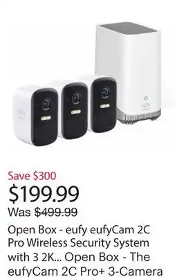 Best Buy Open Box - eufy eufyCam 2C Pro Wireless Security System with 3 2K Cameras and HomeBase 3 - White offer