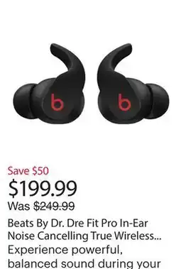 Best Buy Beats By Dr. Dre Fit Pro In-Ear Noise Cancelling True Wireless Earbuds - Black offer
