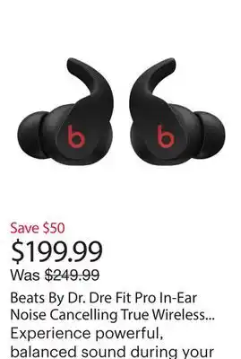 Best Buy Beats By Dr. Dre Fit Pro In-Ear Noise Cancelling True Wireless Earbuds - Black offer