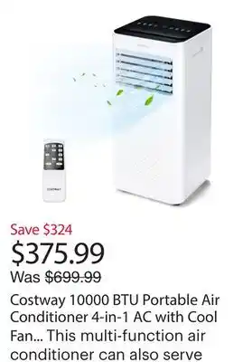 Best Buy Costway 10000 BTU Portable Air Conditioner 4-in-1 AC with Cool Fan Dehumidifier Sleep Mode offer