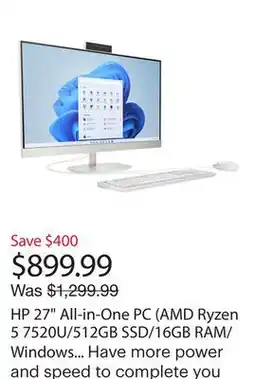 Best Buy HP 27 All-in-One PC (AMD Ryzen 5 7520U/512GB SSD/16GB RAM/Windows 11) - Only at Best Buy offer
