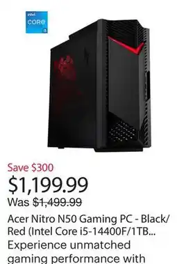 Best Buy Acer Nitro N50 Gaming PC - Black/Red (Intel Core i5-14400F/1TB SSD/16GB RAM/GeForce RTX 4060/Win 11) offer