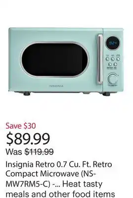 Best Buy Insignia Retro 0.7 Cu. Ft. Retro Compact Microwave (NS-MW7RM5-C) - Mint - Only at Best Buy offer