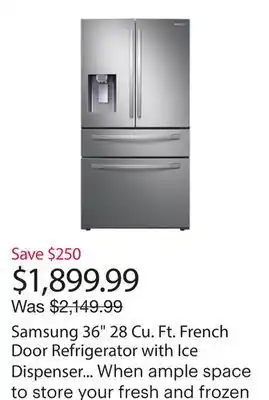 Best Buy Samsung 36 28 Cu. Ft. French Door Refrigerator with Ice Dispenser (RF28R7201SR/AA) - Stainless Steel offer