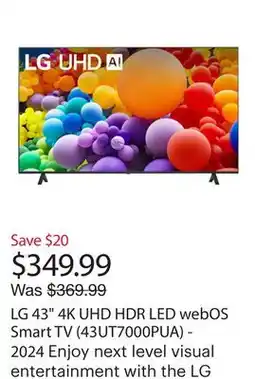 Best Buy LG 43 4K UHD HDR LED webOS Smart TV (43UT7000PUA) - 2024 offer
