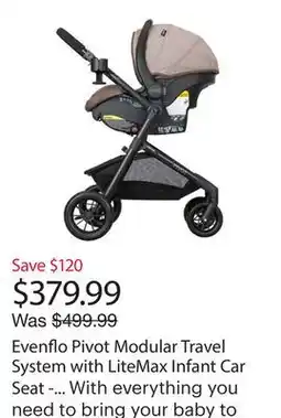 Best Buy Evenflo Pivot Modular Travel System with LiteMax Infant Car Seat - Desert Tan offer