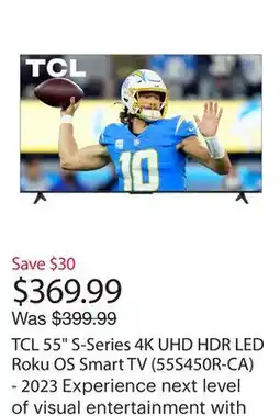 Best Buy TCL 55 S-Series 4K UHD HDR LED Roku OS Smart TV (55S450R-CA) - 2023 offer