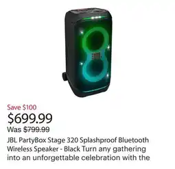 Best Buy JBL PartyBox Stage 320 Splashproof Bluetooth Wireless Speaker - Black offer