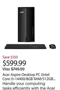 Best Buy Acer Aspire Desktop PC (Intel Core i5-14400/8GB RAM/512GB SSD/Windows 11) - Only at Best Buy offer
