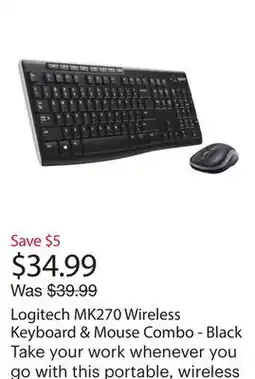 Best Buy Logitech MK270 Wireless Keyboard & Mouse Combo - Black offer