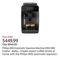 Best Buy Philips 800 Automatic Espresso Machine With Milk Frother - Matte Black - Only at Best Buy offer