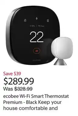 Best Buy ecobee Wi-Fi Smart Thermostat Premium - Black offer
