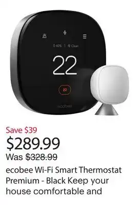 Best Buy ecobee Wi-Fi Smart Thermostat Premium - Black offer