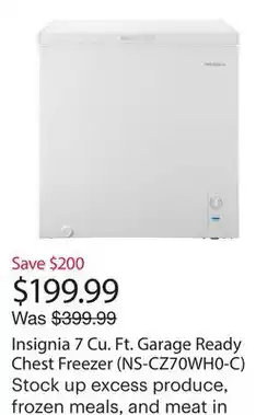 Best Buy Insignia 7 Cu. Ft. Garage Ready Chest Freezer (NS-CZ70WH0-C) offer