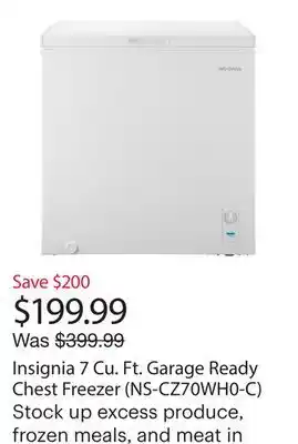 Best Buy Insignia 7 Cu. Ft. Garage Ready Chest Freezer (NS-CZ70WH0-C) offer