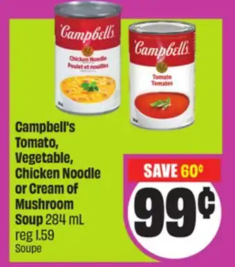 Chalo FreshCo Campbell's Tomato, Vegetable, Chicken Noodle or Cream of Mushroom Soup 284 mL offer