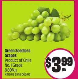 Chalo FreshCo Green Seedless Grapes Product of Chile No. 1 Grade 8.80/kg offer