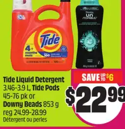 Chalo FreshCo Tide Liquid Detergent 3.46-3.9 L, Tide Pods 45-76 pk or Downy Beads 853 g offer