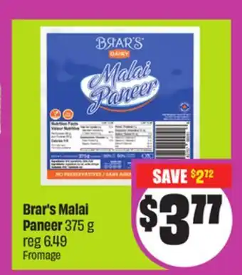 Chalo FreshCo Brar's Malai Paneer 375 g offer