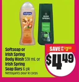 Chalo FreshCo Softsoap or Irish Spring Body Wash 591 mL or Irish Spring Soap Bars 6 pk offer