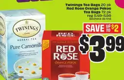 Chalo FreshCo Twinings Tea Bags 20 pk Red Rose Orange Pekoe Tea Bags 72 pk offer
