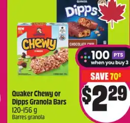 Chalo FreshCo Quaker Chewy or Dipps Granola Bars 120-156 g offer