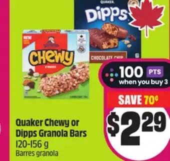 Chalo FreshCo Quaker Chewy or Dipps Granola Bars 120-156 g offer