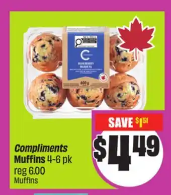 Chalo FreshCo Compliments Muffins 4-6 pk offer