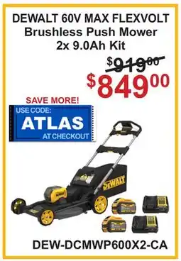 Atlas Tools & Machinery DEWALT 60V MAX FLEXVOLT Brushless Push Mower 2x 9.0Ah Kit offer