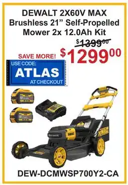 Atlas Tools & Machinery DEWALT 2X60V MAX Brushless 21 Self-Propelled Mower 2x 12.0Ah Kit offer