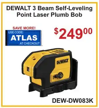 Atlas Tools & Machinery DEWALT 3 Beam Self-Leveling Point Laser Plumb Bob offer