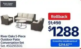 Walmart River Oaks 5-Piece Outdoor Patio Conversation Set offer