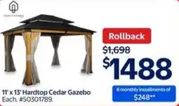 Walmart 11' x 13' Hardtop Cedar Gazebo offer