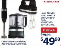 Walmart Hand Blender and Hand Mixer or Mini Chopper offer