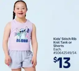 Walmart Kids' Stitch Rib Knit Tank or Shorts offer