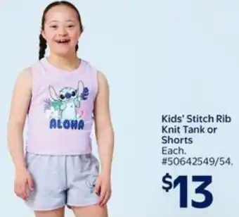 Walmart Kids' Stitch Rib Knit Tank or Shorts offer