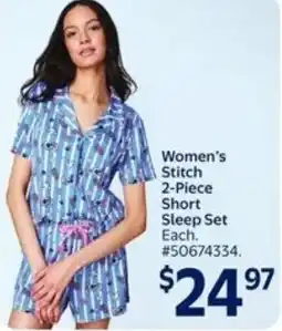 Walmart Women's Stitch 2-Piece Short Sleep Set offer