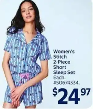 Walmart Women's Stitch 2-Piece Short Sleep Set offer