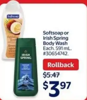 Walmart Softsoap or Irish Spring Body Wash offer