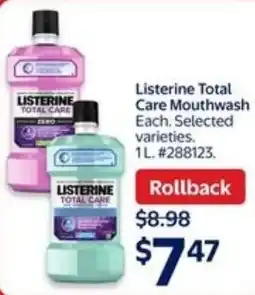 Walmart Listerine Total Care Mouthwash offer