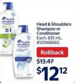Walmart Head & Shoulders Shampoo or Conditioner offer