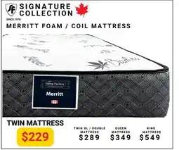The Sleep Factory MERRITT FOAM / COIL TWIN MATTRESS offer